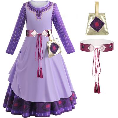 Wish Asha Dress Cosplay Costume Girls Princess Dress Cosplay Outfits Kids Dress Up Halloween Christmas Party