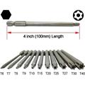 11pcs Long Torx Security Head Screwdriver Drill Set, 1/4 Inch Hex Shank, S2 Steel Torx Screwdriver Bit Set