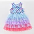 Elegant Girls' Mermaid-Style Princess Dress Eye-Catching Color Block Detail Comfortable for Special Occasions, Birthday Pageants, Easy to Care for (Hand Wash), Perfect for Kids 3-7 Years