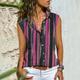 Women's Tank Top Striped Casual Yellow Pink Red Print Sleeveless Basic Shirt Collar Regular Fit