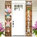 Bilqis Happy Easter Bunny Rabbit Porch Banner Sign Eggs Carrot Front Door Decorative Hanging Welcome Banner Flag Seasonal Spring Decoration Home Outdoor Decor