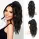 Ponytail Extension 18 Wavy Claw Clip Ponytail Extensions ZJ001 Curly Wavy Claw Clip in Ponytail Hair Extensions Synthetic Fake Pony tails Hairpieces-Deep Brown with Dirty Blonde