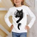 Girls' 3D Animal Cat T shirt Long Sleeve 3D Print Fall Winter Active Sports Fashion Polyester Kids 3-12 Years Outdoor Daily Regular Fit