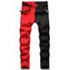 Men's Jeans Trousers Denim Pants Pocket Color Block Comfort Breathable Daily Going out Fashion Casual Black / Red ArmyGreen