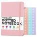 Dotted Journal Bullet Notebooks with Pen Loop A6 Hardcover Leather Notebook 100Gsm Premium Thick Paper with Inner Pocket Stickers - Pink