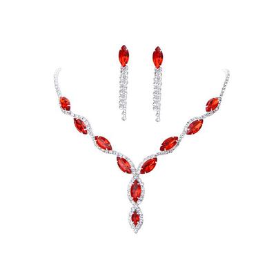 Necklace 1 set Red Crystal Rhinestone Alloy 1 Necklace Earrings Women's Luxury Classic Gypsophila U Shaped Jewelry Set For Party Wedding