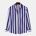 Men's Shirt Button Up Shirt Casual Shirt Summer Shirt Black Royal Blue Blue Red White Gray Long Sleeve Striped Turndown Street Daily Front Pocket Clothing Apparel Stylish Classic Casual