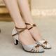 Women's Modern Shoes Party Evening Prom Practice Comfort Shoes Heel Solid Color High Heel Round Toe Buckle Adults' Silver Black