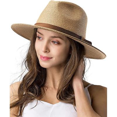 1 pcs Womens Mens Wide Brim Straw Panama Hat Fedora Summer Beach Sun Hat Straw Hat for Women