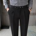 Men's Dress Pants Trousers Pleated Pants Suit Pants Gurkha Pants Pocket High Rise Solid Color Comfort Soft Business Daily Vintage Elegant Black White High Waist