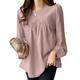 Linen Shirt Long Cotton Top White Cotton Top White Cotton Blouse Women's White Pink Army Green Solid Color Puff Sleeve Street Daily Fashion Round Neck Cotton Linen Regular Fit S