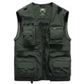 Men's Gilet Fishing Vest Hiking Vest Outdoor Street Fishing Racing Sporty Casual Summer Fall Pocket Full Zip Polyester Breathable Solid Color Zipper V Neck Regular Fit Black Army Green Red Navy Blue