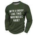 With a Body like This Who Needs Hair Men's Street Style 3D Print T shirt Tee Waffle T Shirt Sports Outdoor Holiday Going out T shirt Black Navy Blue Brown Long Sleeve