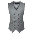 Men's Waistcoat Daily Wear Vacation Going out Fashion Basic Spring Fall Button Polyester Comfortable Plain Single Breasted V Neck Regular Fit Dark-Gray Black Light Grey Vest