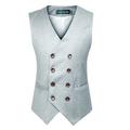Men's Waistcoat Daily Wear Vacation Going out Fashion Basic Spring Fall Button Polyester Comfortable Plain Single Breasted V Neck Regular Fit Dark-Gray Black Light Grey Vest