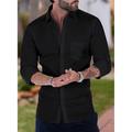 Men's Dress Shirt Button Up Shirt Collared Shirt French Cuff Shirts Black White Pink Long Sleeve Waves Turndown All Seasons Wedding Work Clothing Apparel Button-Down