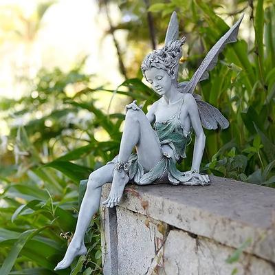 Fairy Statue Angel Fairy Statue, Garden Antique Resin, Realistic Decoration, Family Table Decoration, Garden, Lawn, Courtyard, Porch, Courtyard, Outdoor Decoration