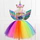 Unicorn Dress Wings Headband Girls' Movie Cosplay Dance Tight Tutus Vacation Dress Golden Blue Rainbow Dress Wings Headwear Halloween Carnival Princess World Book Day Costumes