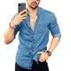 Men's Shirt Button Up Shirt Casual Shirt Summer Shirt Jeans Shirt Denim Blue Black Light Blue Long Sleeve Plain Turndown Daily Vacation Front Pocket Clothing Apparel Fashion Casual Comfortable