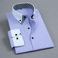 Men's Casual Shirt Standard Fit Long Sleeve Lapel Solid Color Cotton Blend White Pink Light Purple 2023,38/S,39/M, 40/L,41/XL,42/2XL,43/3XL, 44/4XL
