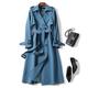 Women's Trench Coat Long Coat Belted Overcoat Double Breasted Lapel Winter Coat Windproof Warm Jacket Fashion Elegant Lady Outerwear Black Blue Camel Beige