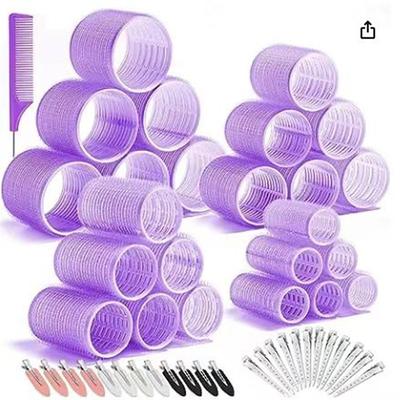 36Pcs Hair Roller Set with Clips, Self-Grip Hair Rollers for Volume, Salon Hairdressing Curlers and DIY Hairstyles, 4 Sizes Rollers Hair Curlers in a Storage Bag