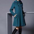 Women's Coat Cloak / Capes Winter Coat Long Overcoat Windproof Warm Pea Coat with Pockets Fall Trench Coat Casual Jacket Long Sleeve Green Black Dark Gray