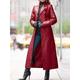 Women's Leather Trench Coat Single Breasted Lapel Overcoat Winter Coat Windproof Warm Waterproof Long Coat Fall Streetwear Outerwear Long Sleeve Black