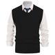 Men's Sweater Vest Wool Sweater Pullover Knit Deep V Knitted Solid Color V Neck Basic Stylish Clothing Apparel Winter Fall Black Wine M L XL