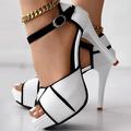 Women's Wedding Shoes Sandals Dress Shoes Heel Sandals Plus Size Wedding Party Club Solid Color Bridal Shoes Bridesmaid Shoes Summer Platform High Heel Peep Toe Fashion Sexy PU Buckle Black White