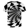 Men's Shirt T shirt Tee Graphic Geometric 3D Round Neck A B C D White Causal Short Sleeve Print Clothing Apparel