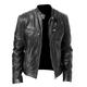 Men's Faux Leather Jacket Biker Jacket Motorcycle Jacket Street Daily Thermal Warm Windproof Pocket Fall Stand Collar Regular Faux Leather Regular Fit Black Jacket