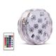 10 LED Submersible Lights Remote Controlled RGB Changing Underwater Waterproof Lights for Swimming Pool Fountain Aquarium Vase Hot Tub Bathtub Party Decor Lighting 1PCS