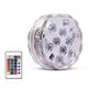 10 LED Submersible Lights Remote Controlled RGB Changing Underwater Waterproof Lights for Swimming Pool Fountain Aquarium Vase Hot Tub Bathtub Party Decor Lighting 1PCS