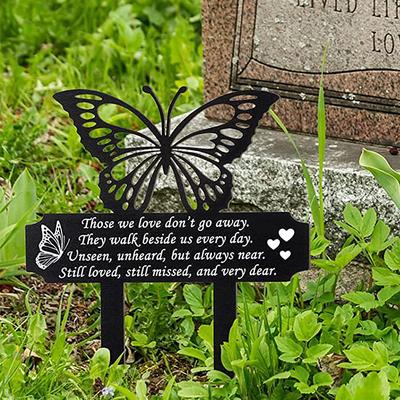 Cemetery Memorial Tomb Decoration Acrylic Butterfly Cemetery Decoration Black Sympathy Garden Woodpile Outdoor Courtyard Decoration Waterproof Dove Commemorative plaque Woodpile Tomb Decoration 1PC