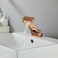 Bathroom Sink Faucet, 7-shaped Bend Waterfall Mixer Basin Taps Single Handle One Hole Vessel Taps with Hot and Cold Water Hose