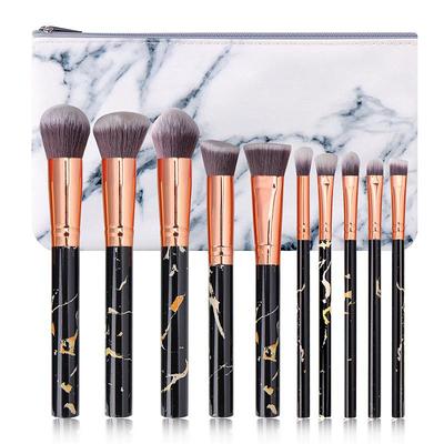 Marble Makeup Brushes Set 10 Pcs Professional Premium Synthetic Kabuki Foundation Cream Face Powder Blush Concealer Eyeshadow Brush