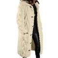 Women's Cardigan Sweater Hooded Cable Knit Acrylic Button Pocket Fall Winter Long Outdoor Going out Weekend Stylish Casual Soft Long Sleeve Pure Color Red Brown Black Light Green S M L