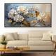 Hand painted 3D Flower Textured oil painting Wall Art Abstrat Pink Gold Flowers Painting On Canvas Floral painting Wall Decor for Living Room Wall Art Spring Decor