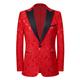 Men's Wedding Party Rose Floral Jacquard Blazer Jacket Tailored Fit Regular Fit Plants Printing Black White Red Dark Navy 2024