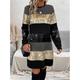 Women's Sequin Dress Party Dress Cocktail Dress Sequins Patchwork Crew Neck Long Sleeve Striped Mini Dress Vacation Formal Pink Gold Spring Winter