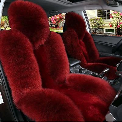 1PC New Sheepskin Fur Car Seat Cover Universal Wool Car Cushion Case Cover Front Car Seat Cover Car Accessories Car Seats Car-styling Car Interior Christmas Gift