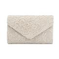 Women's Clutch Bags Polyester for Evening Bridal Wedding Party with Lace Chain Plain in Silver White Almond
