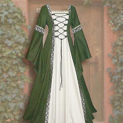 Medieval Renaissance Cocktail Dress Prom Dress Viking Outlander Plus Size Women's Halloween Carnival Masquerade Party LARP Ren Faire Adults' Dress