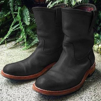 Men's Cowboy Boots Work Boots Biker Boots Motorcycle Boots Vintage Walking Casual Daily Leather Comfortable Booties / Ankle Boots Loafer Black Brown Coffee Spring Fall