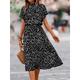 Women's A Line Dress Floral Dress Floral Ditsy Floral Print Crew Neck Midi Dress Fashion Modern Outdoor Date Short Sleeve Loose Fit Black Red Blue Summer Spring S M L XL