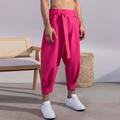 Men's Trousers Pants Trousers Tapered Carrot Pants Cropped Pants Casual Pants Drawstring Elastic Waist Novelty Solid Color Comfort Outdoor Ankle-Length Casual Daily Streetwear Cotton Blend Streetwear