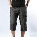 Men's Capri Cargo Shorts Cargo Shorts Capri Pants Zipper Pocket Leg Drawstring Solid Color Ripstop Breathable Work Weekend Streetwear Classic Dark Grey Black