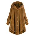 Women's Sherpa Jacket Fleece Teddy Coat Warm Heated Jacket Windproof Hooded Coat with Pocket Pink Minimalism Sweet Loose Fit Outerwear Long Winter Coat