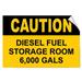 Traffic & Warehouse Signs - Caution - Diesel Fuel Storage Room 6 000 Gals Business - Weather Approved Aluminum Street Sign 0.04 Thickness - 12 X 8